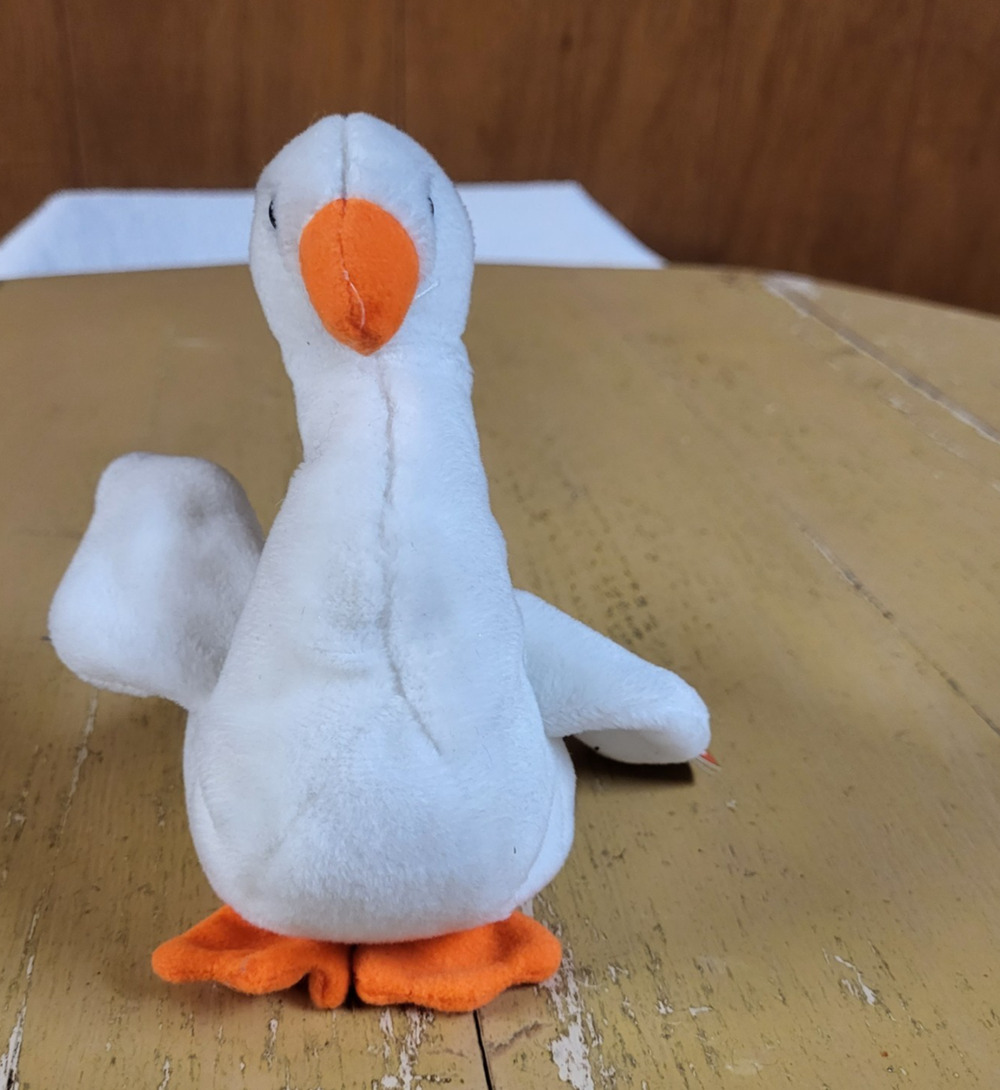 TY Beanie Baby Gracie Swan White Plush Orange Beak Feet 1996 With Tag